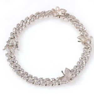 Butterfly Cuban Anklet 9mm with Butterfly Design and Gold Accents